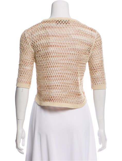 Beige And Multicolor Missoni Open Knit Top With Scoop Neck And Short