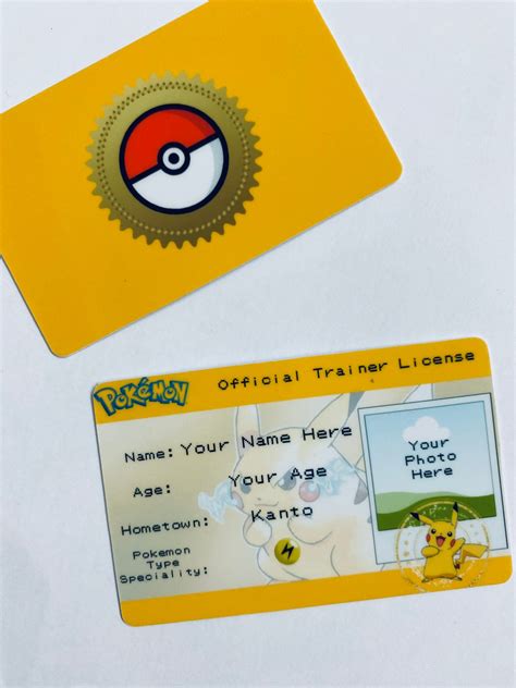 Custom Pokémon Trainer Id Card License Badge Fully Etsy