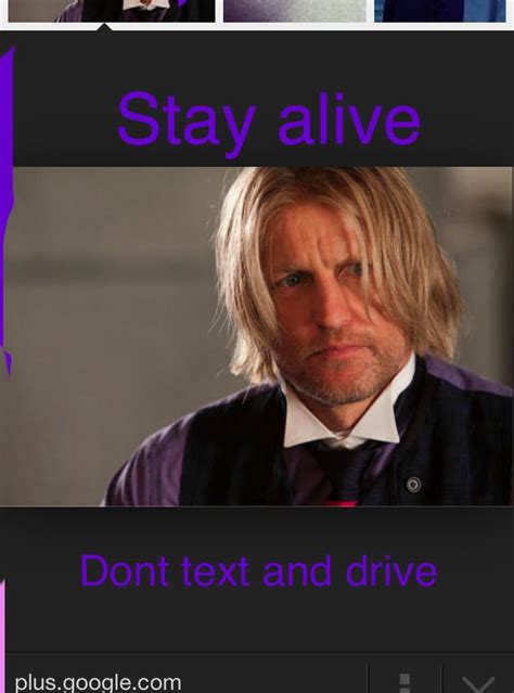 Stay Alive Dont Text And Drive Haymitch Staying Alive Hunger Games