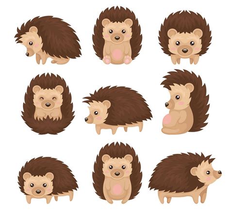 Set Of Cute Hedgehogs Clipart World