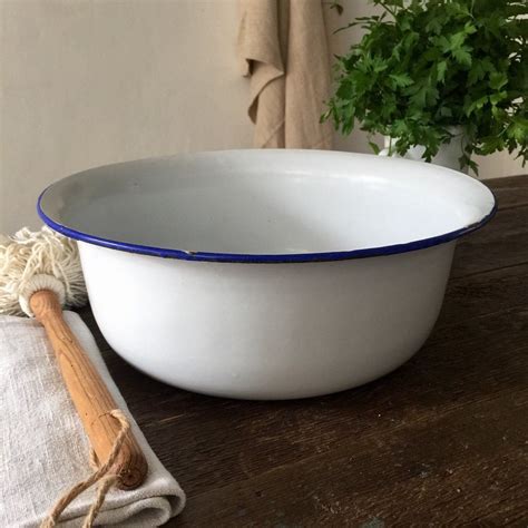 Set French Antique Enamel Washing Up Bowl Wash Bowl Planter Etsy Uk