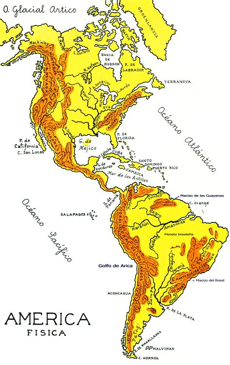 Mapa F Sico Del Continente Americano