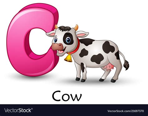 Letter C Is For Cow Cartoon Alphabet Royalty Free Vector