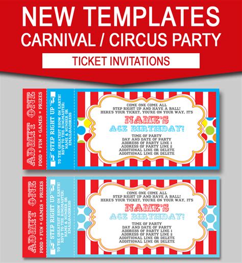 Free Printable Circus Ticket Invitations Printable Templates