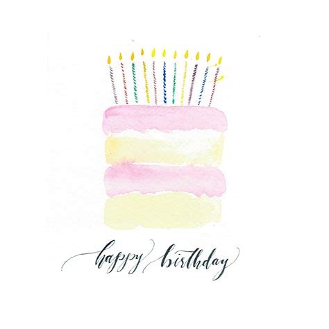 Watercolor Birthday Cake Card Cardgat