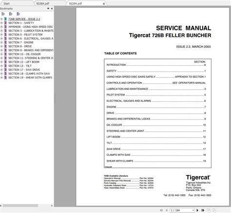 Tigercat 726B Feller Buncher 7261001 7261999 Operator Service Manual