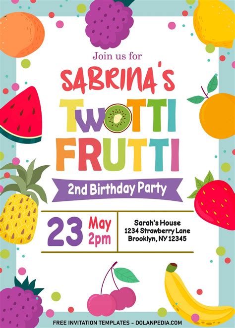 10 Bright And Fresh Twotti Frutti Birthday Party Invitation Templates