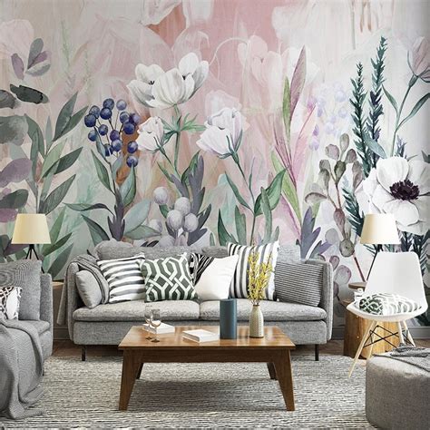 Custom Wallpaper Mural Plant Flower American Pastoral Style Bvm Home