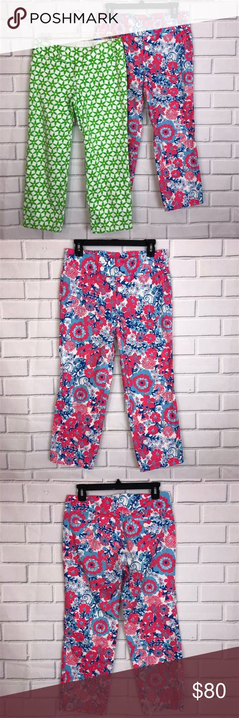 Lilly Pulitzer L 2 Pairs Crop Pants Floral Sz 4 Lilly Pulitzer