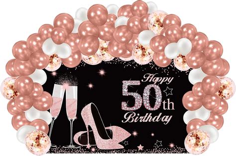 Excelloon 50th Birthday Banner Backdrop Decorations With Balloon