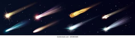 Space Meteors Comets Stars Asteroids Fire Stock Vector Royalty Free