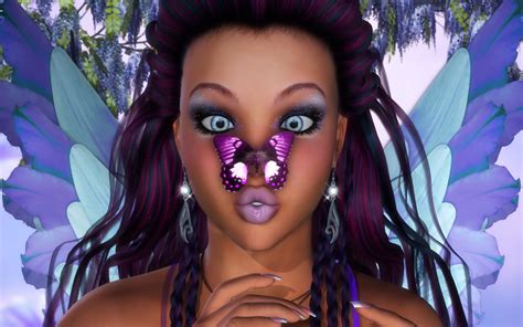 rendering girl fairy wings hair braids face eyes eyes butterfly earrings hand