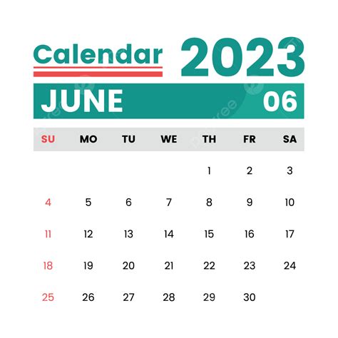 June Monthly Calendar Design 2023 Transparent Background Monthly