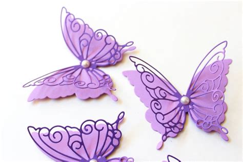 3d Paper Butterfly Diecuts Purple Butterflies Purple Wall Art Paper