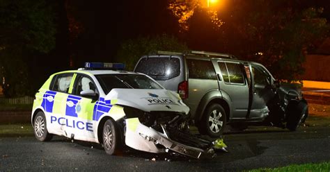 Police Car Wrecked In Smash With 4x4 While On Emergency Call