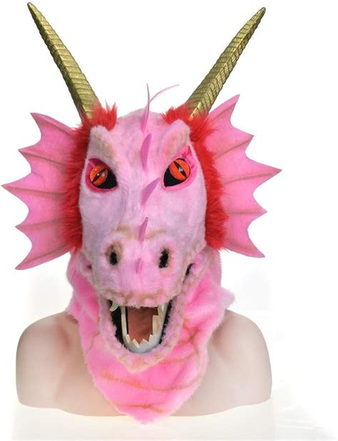 Luli Dragon Head Mask Moving Mouth With Fur Decorated For Halloween And