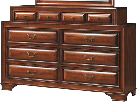 Glory Furniture G8850 Six Drawer Upholstered Bedroom Set In Cherry