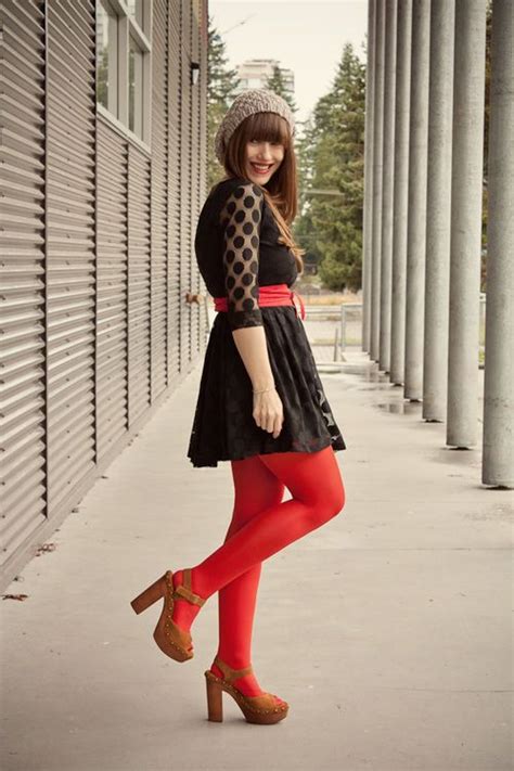 Red Tights Outfit Daily Outfit Idea Ever Of Wearing Leather Print