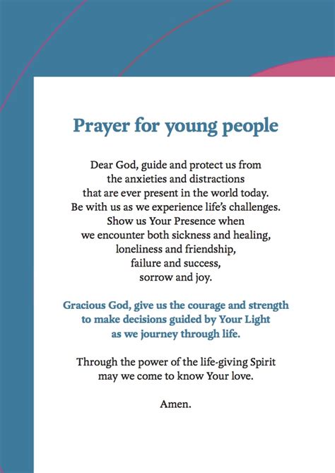 Prayer For Young People The Churchs Ministry Of Healing