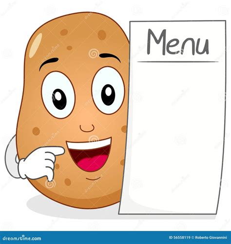 Cute Potato Character With Blank Menu Stock Vector Image 56558119