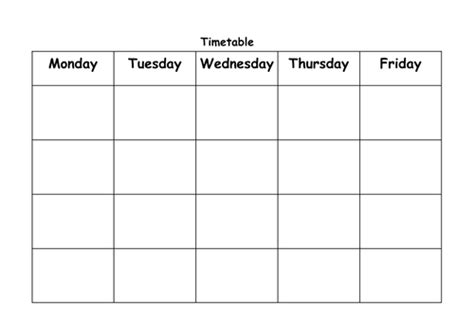 Blank Timetable Template By Ahamillbws Teaching Resources Tes