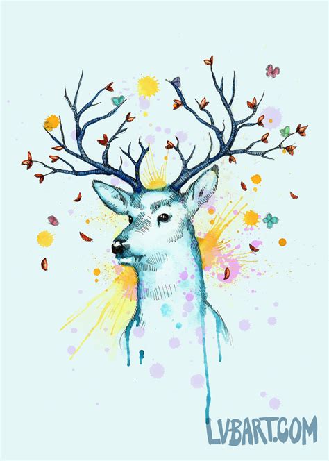Tree Deer Fine Art Print Ludwig Van Bacon