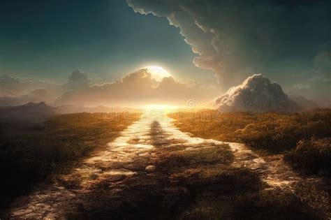 Beautiful Dramatic Mysterious Landscape With Spiritual Pathway To