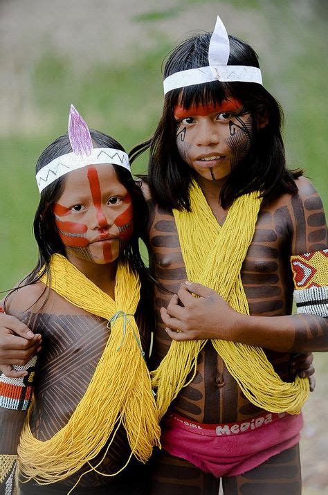 Brazil Kayap Gorotire Girls Rio Xingu Valley Las Casas Village