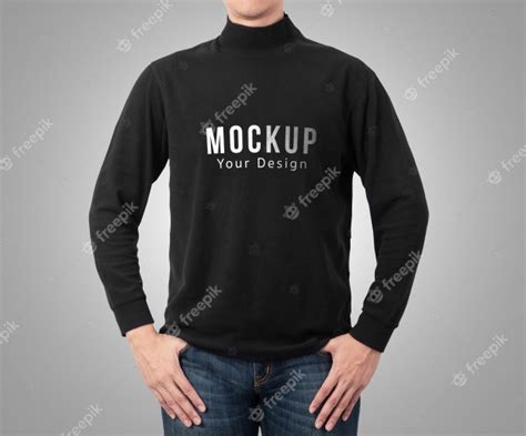 Premium Psd Male Model Wear Plain Black Long Sleeve T Shirt Mockup
