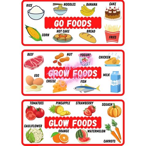 Cod Go Grow Glow Foods Educational Laminated Charts A4 Size