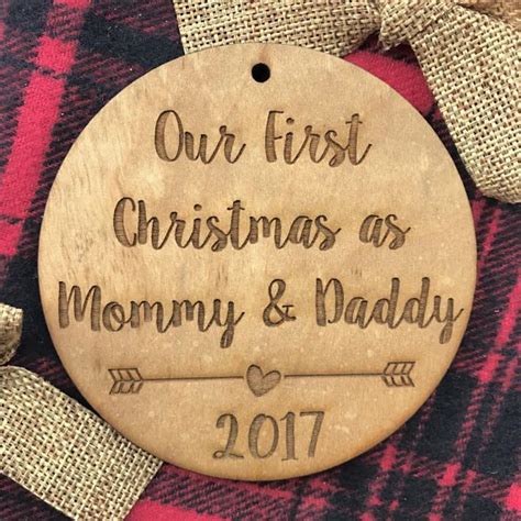 Our First Christmas As Parents Ornament Personalized Wood Ornament