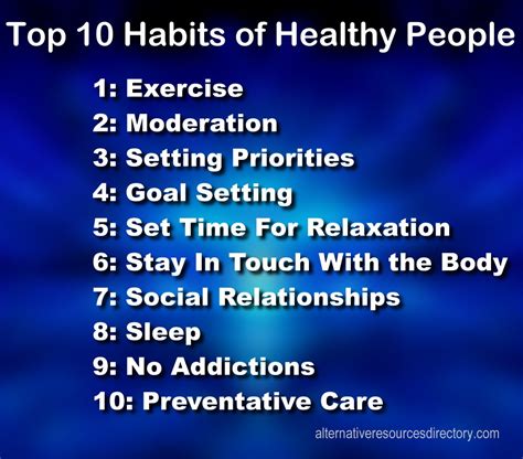 Top 10 Habits of Healthy People | Alternative Resources Directory