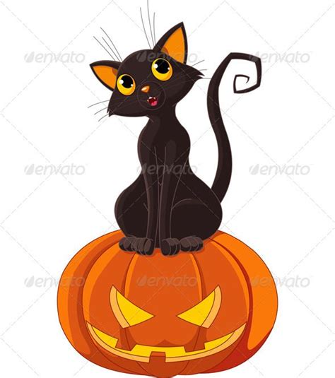 Halloween Cat On Pumpkin Halloween Vector Cat Clipart Halloween Cat