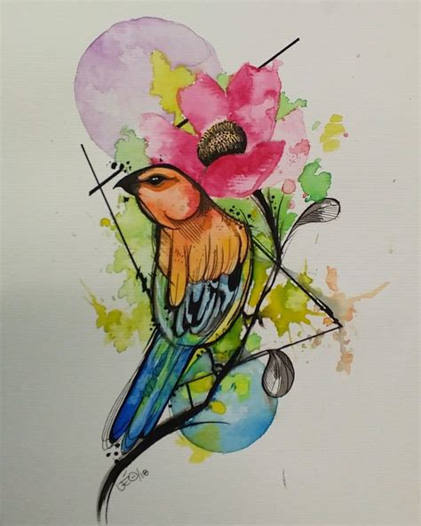 Pássaro Em Aquarela Por Leonewtattoo Watercolor Animals Rooster