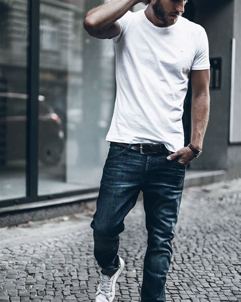 Cool T Shirt With Jeans Outfit Tshirt White Blue Jeans Men