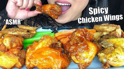 ASMR SPICY CHICKEN WINGS 먹는 소리 망고 하바네로 매운 버팔로 소스 잘 라페 YouTube