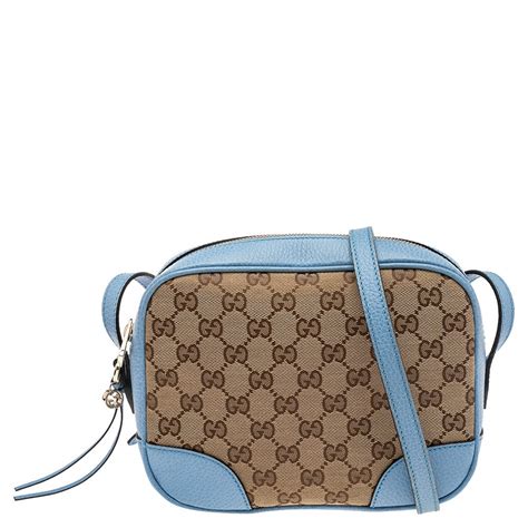 Gucci Light Bluebeige Gg Canvas And Leather Bree Crossbody Bag Gucci