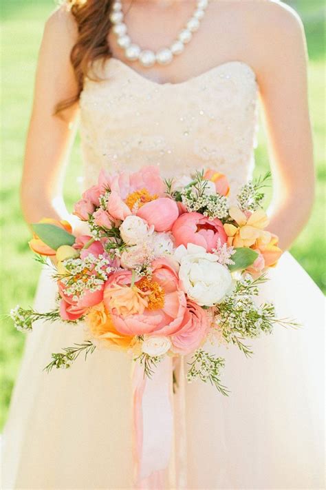 Bridesmaid Tea Party Inspiration Bridal Bouquet Peach Wedding