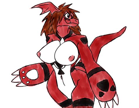 Rule 34 Bottomless Breasts Color Digimon Exposed Breasts Female Female Only Genderswap Guilmon