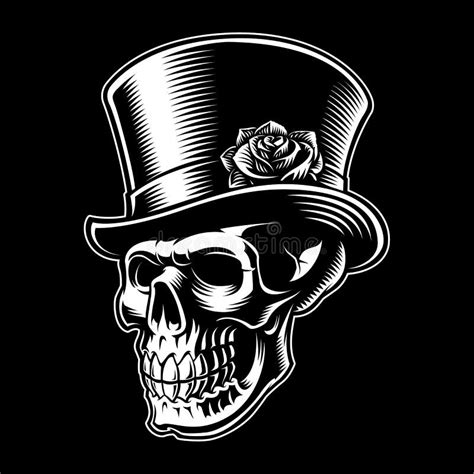 vintage skull with hat stock vector illustration of luxury 122124783