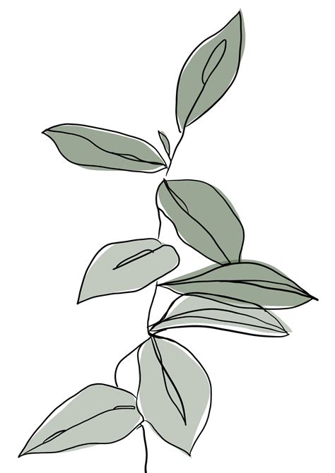Simple Botanical Print Minimalist Modern Line Art Etsy Line Art