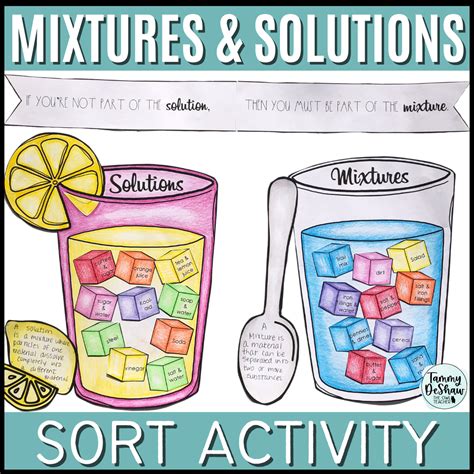 Mixtures And Solutions Sort Worksheet Activity And Craftivity Made By