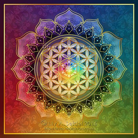 Rainbow Flower Of Life Lotus By Lilyas On Deviantart Mandala Art