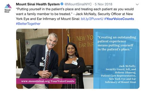 Mount Sinai Health System Patient Experience Initiative Your Voice Counts The Shorty Awards