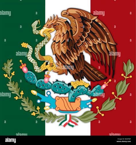Mexico Coat Of Arms And Flag Official Symbol Of The Nation Stock