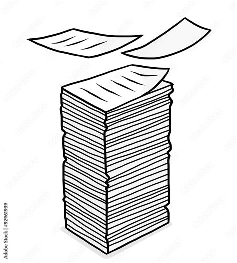 Stack Of Paper Cartoon Vector And Illustration Grayscale Hand Drawn