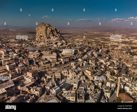 Uchisar Castle And Town Cappadocia Central Anatolia Turkey Stock