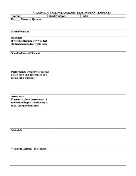 Standards Based Lesson Plan Template Best Of Standard Based Lesson Plans Template Lesson Plan