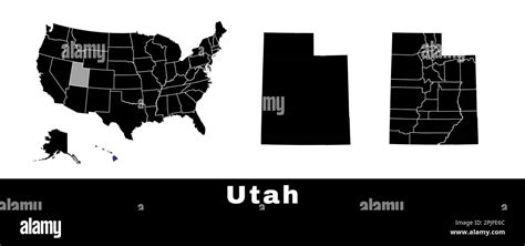 Utah State Map Usa Set Of Utah Maps With Outline Border Counties And
