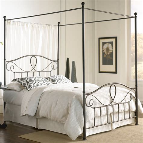 This bed has classic canopy design with squared, tapered posts connected and ready for your curtains. Iron Canopy Bed Frame - HomesFeed